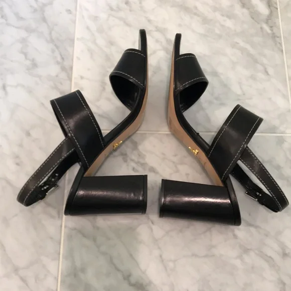Prada Calzature Donna block heel, sling back sandals with dust bags